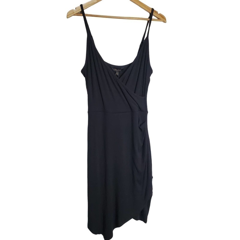 Goldray Dress Womens Small Black Faux Wrap Soft Spaghetti Straps V-Neck Short